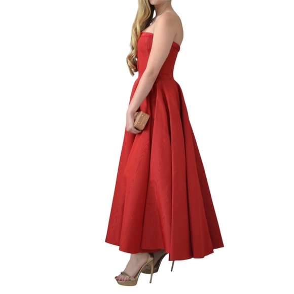 Vintage runway couture red strapless silk taffeta gown by Isaac Mizrahi Size XS